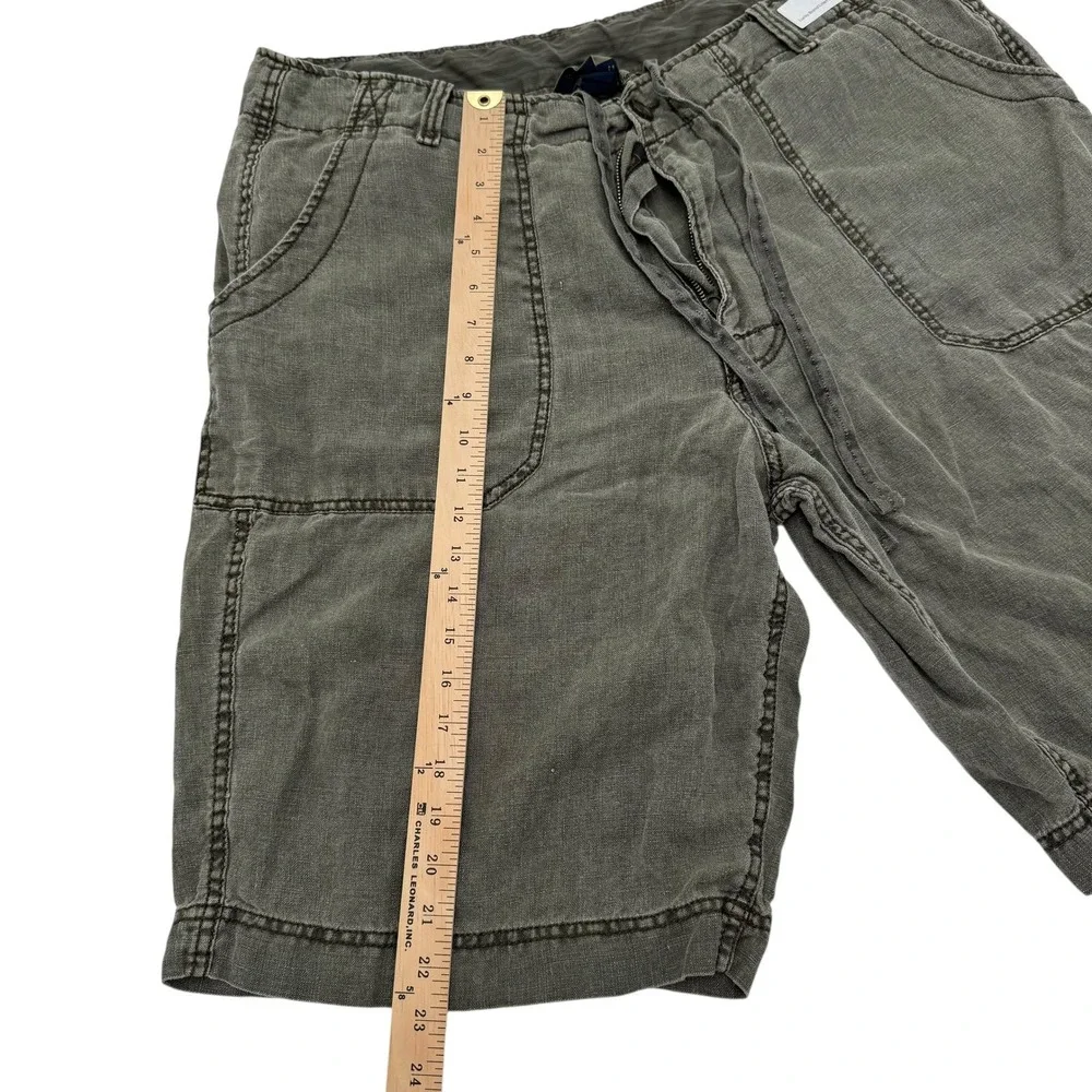 Lucky Brand Linen Shorts‎ Mens 40 Green Good Regulation Issue Gear 100% Linen
